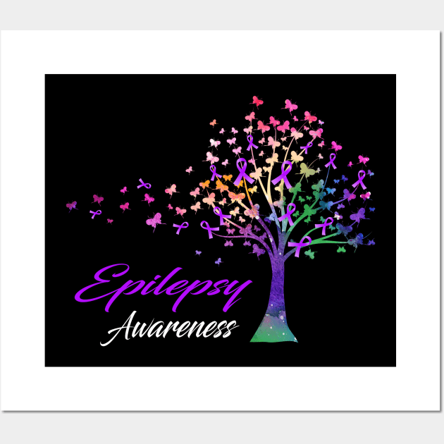 Tree Ribbons Epilepsy Awareness Support Epilepsy Warrior Gifts Wall Art by ThePassion99